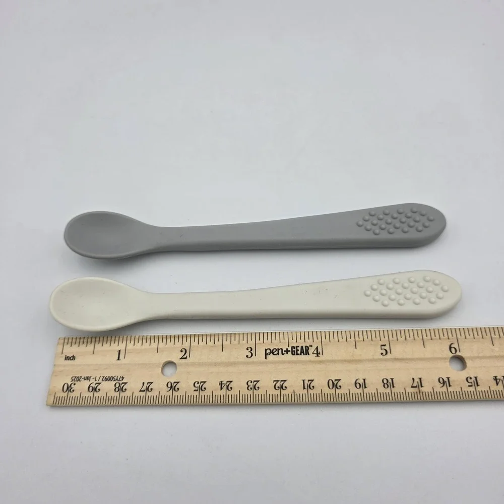Sperric Baby Infant‎ Spoons 2 Pack Soft Silicone Baby Spoons Training Gray